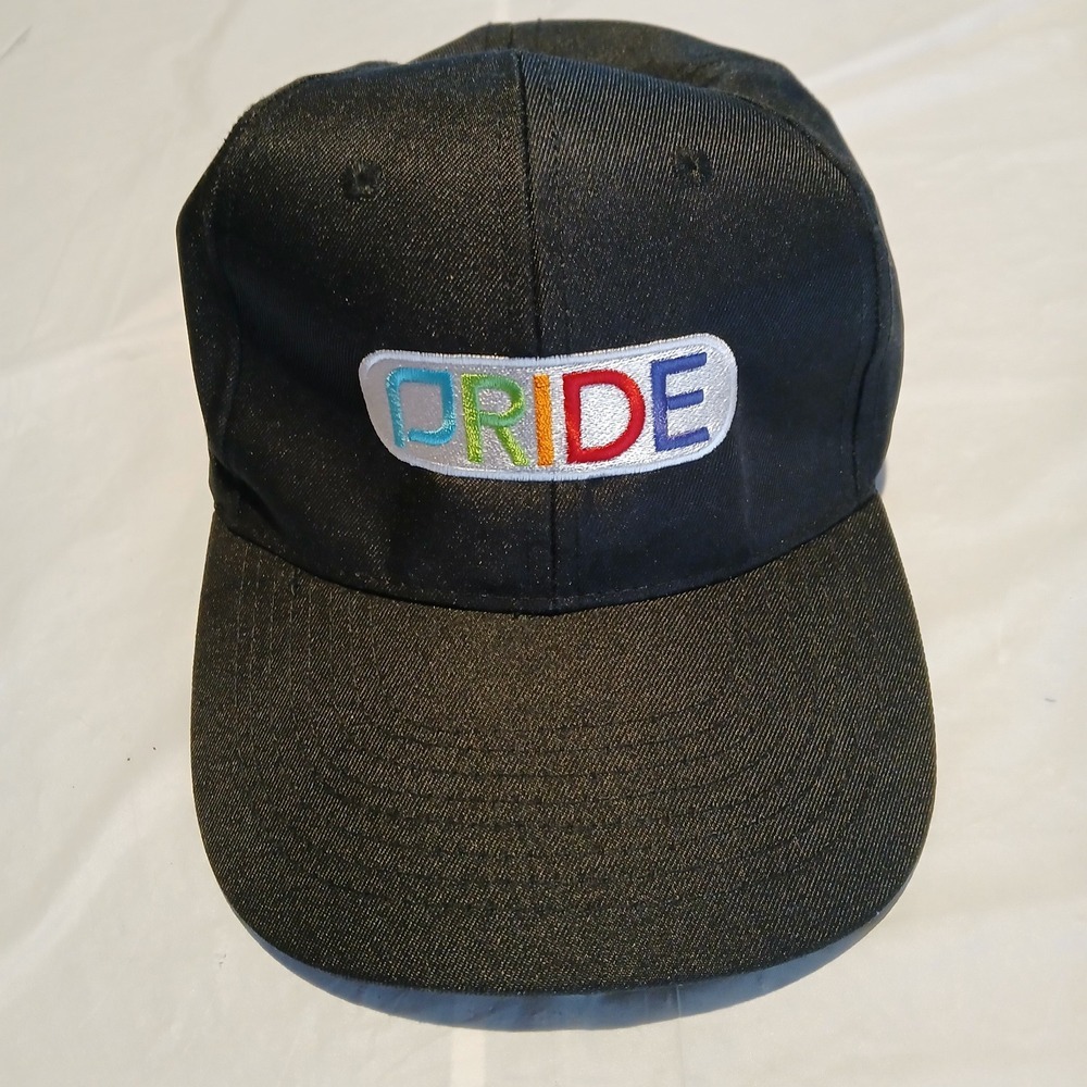 Pride Hat‎ Black Adjustable Hook And Loop Closure Rainbow Letters